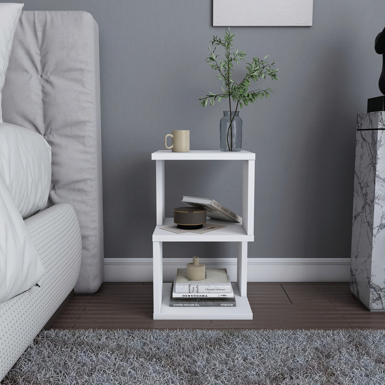 Noptiera, Hanah Home, Carter, 29.6x29.6x49.4 cm, Alb - imagine 7